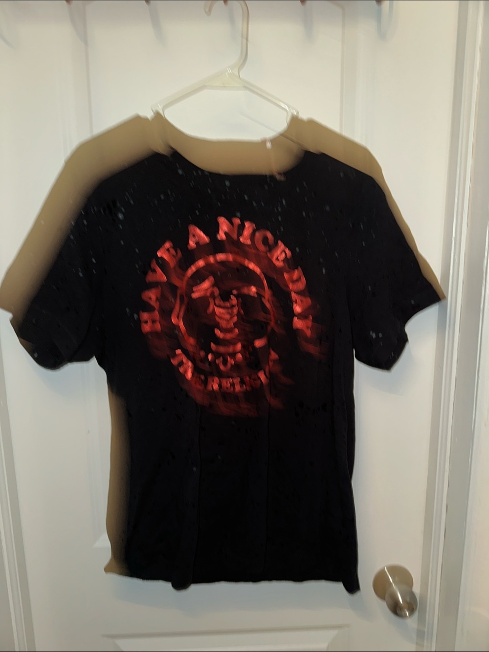 True Religion Black Short Sleeve Tee with Subtle Spot Print